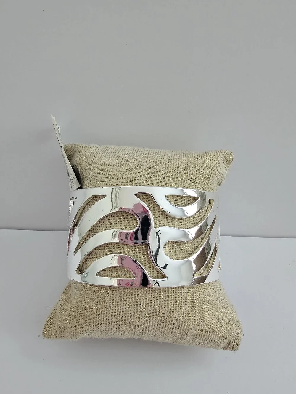 Macy's Silver Tone Wide Cutout Filigree Cuff Bracelet Bold Abstract Statement 2